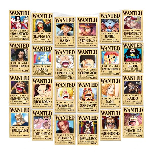 One Piece Anime Big Wall Art Poster Set of 24 - Gold