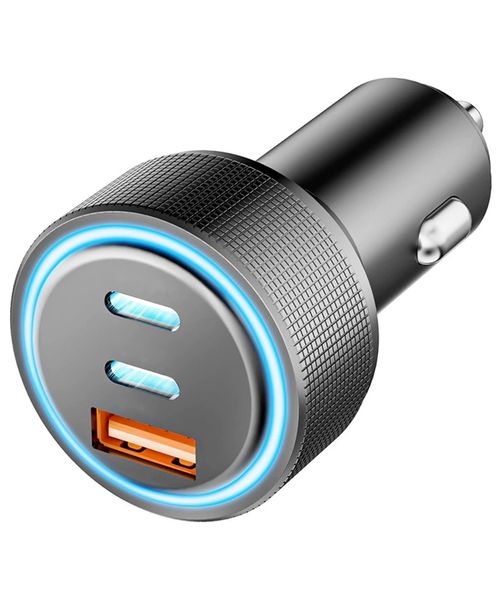 60W 3-Port Super Fast Type C Car Charger Compatible with Galaxy S25 S24