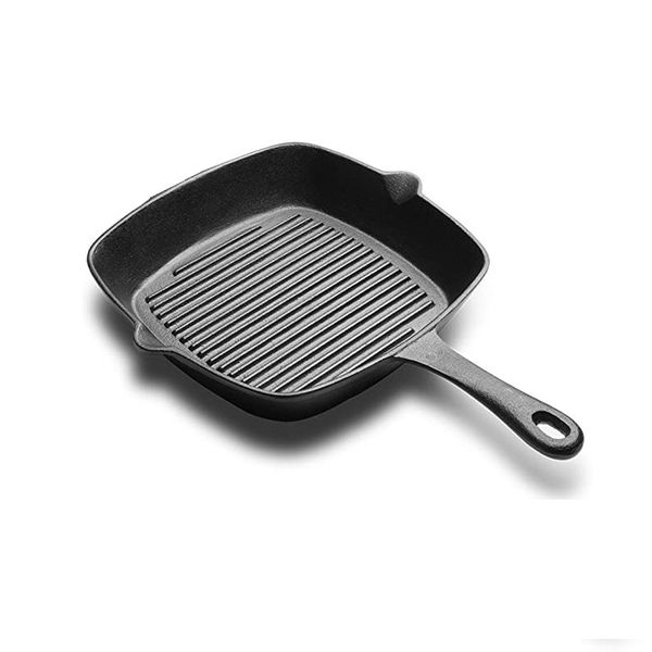 Square Cast Iron Skillet Grill - 25cm