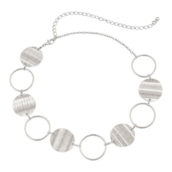 Women's Circle Ring Metal Waist Belt - Silver