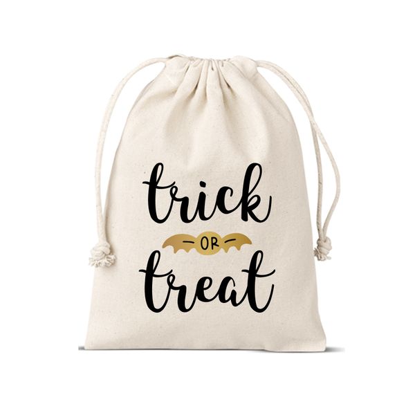 Trick or Treat Halloween Calico Drawstring Bag