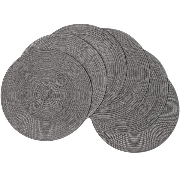 6 Piece Round Braided Placemats Heat-Resistant Washable Kitchen Table Mats