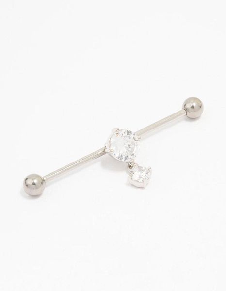 Lovisa Surgical Steel Cubic Zirconia Drop Piercing Industrial Bar