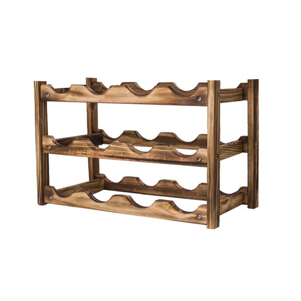 3 Tiers 12 Bottle Wine Holder Rack For Home Kitchen,Bar,Party -Carbon Color