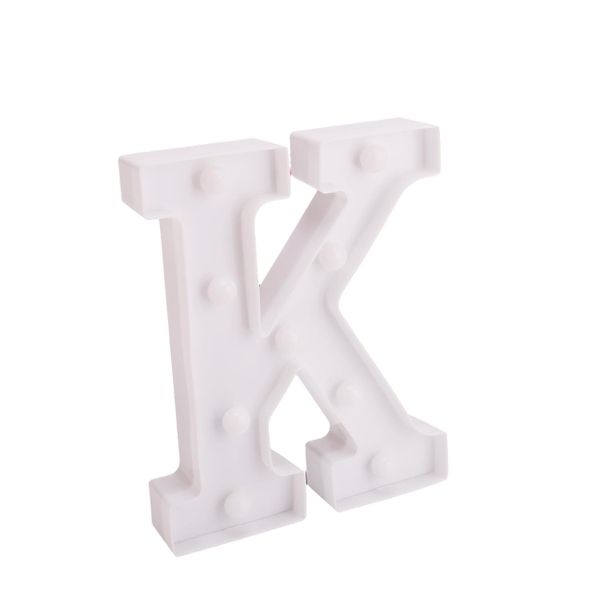 White Plastic Wall Mount 22 cm LED Letter K