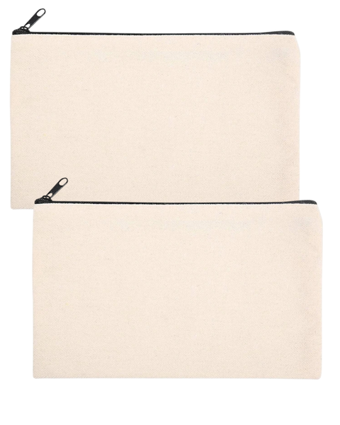 Sublimation Canvas Pouches - Makeup or Pencil Bag with Zipper - 2 Pack