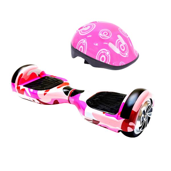 Self Balance Scooter 6.5" Hoverboard - LED - Bluetooth &amp; Helmet - Camo Pink