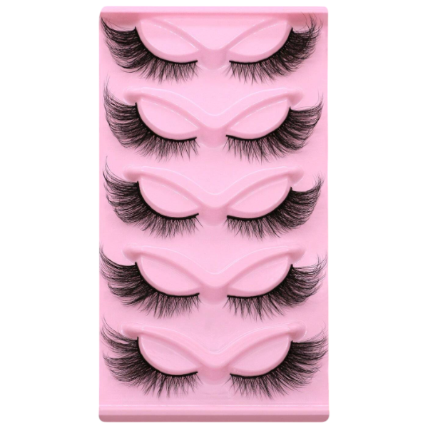 5-Pairs Glamorous 3D Mink-Like Faux False Lashes - Black