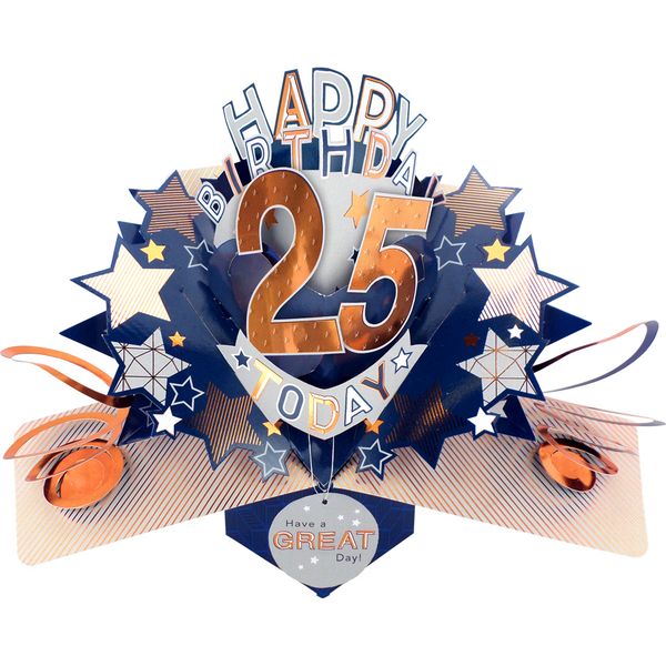 Happy 25th Birthday 3D Pop Up Card - Male