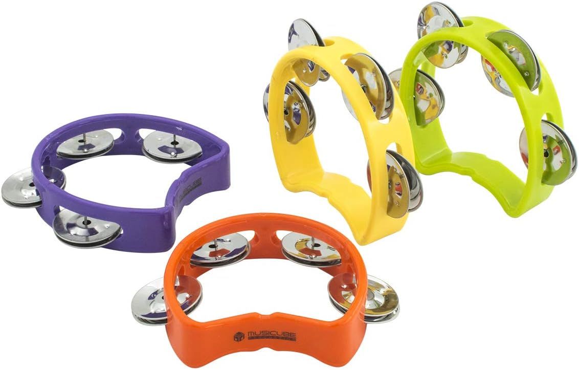 Plastic Tambourine Hand Bell With 4 Bells Set - (4pcs)