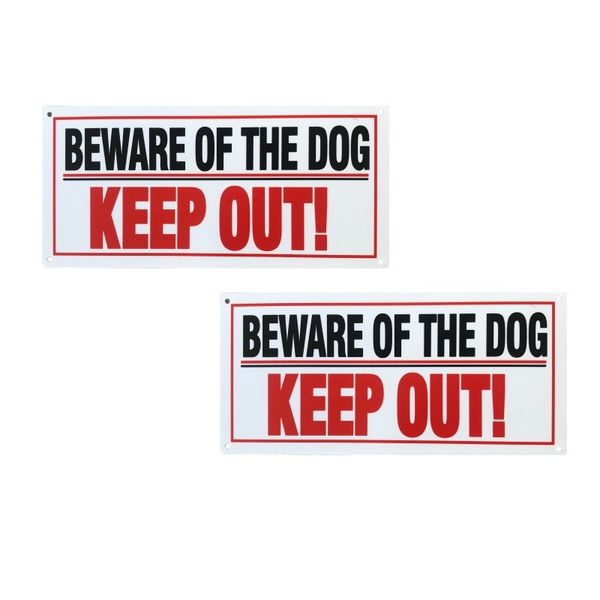 Dog Warning Signs 25x12cm - Keep Out (Set of 2)