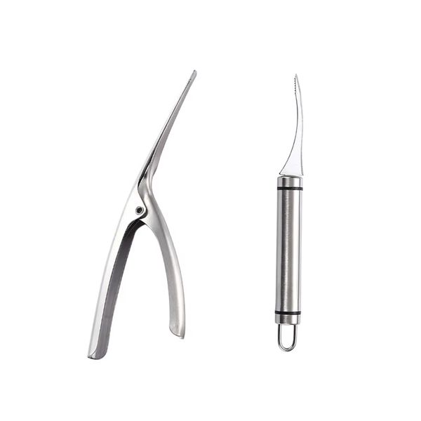 Stainless Steel Seafood Tools Shrimp Peeler Prawn Line Cutter