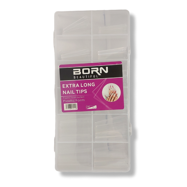 Born Beautiful – French Cover Nail Tips – Extra Long Ballerina – 240 Piece