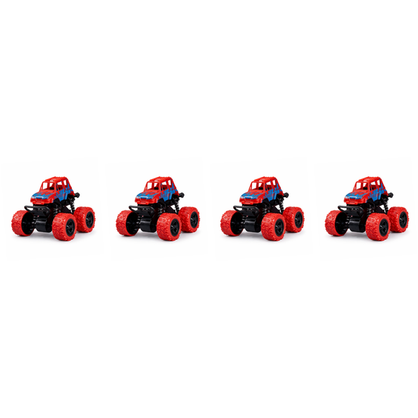 4 Pack - Kids 4WD Monster Truck - Red