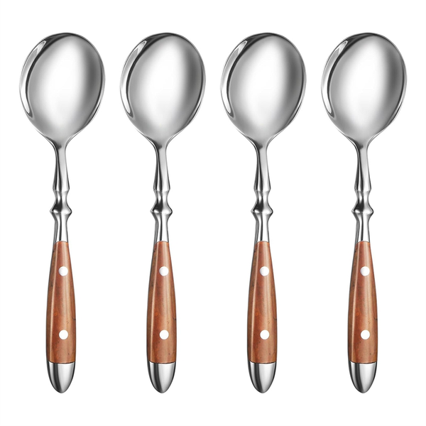 Soup Spoons Set, Spoons with Comfortable Bakelite Handle,4Piece