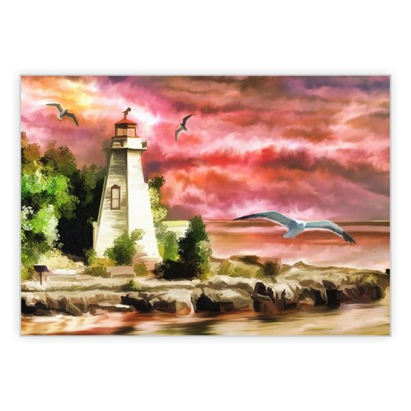 Lighthouse And Seagulls Art - A1 Poster