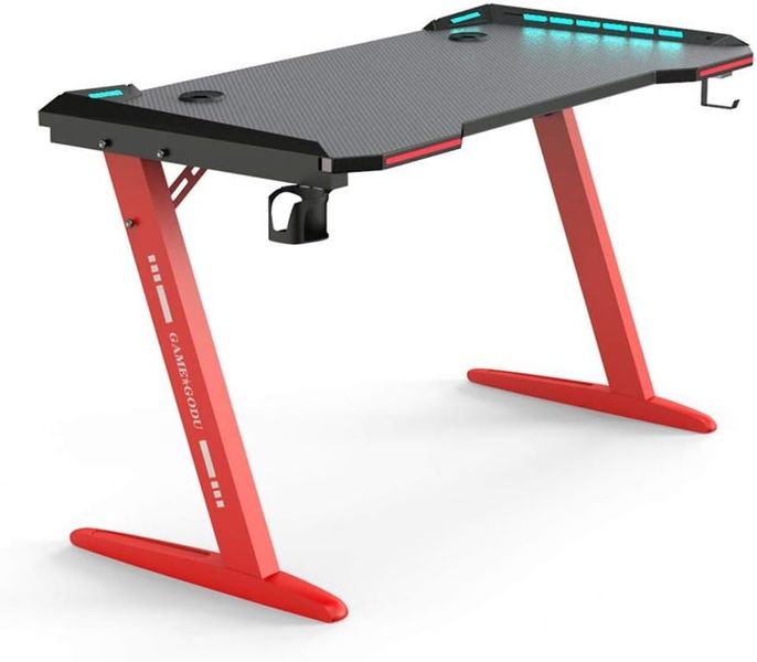eSPORTS Extreme carbon ARMORED edition table/desk with LED lights(RED)
