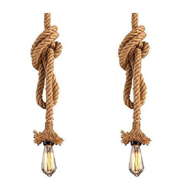 DrLight 2 Set Rope Style Pendant Lamp 2M And LED Filament Bulb Value Pack