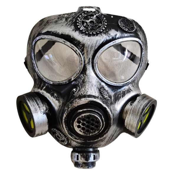 Steampunk Gas Mask Costume Prop - Black and Silver Plastic Mask