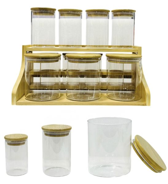 Natural Bamboo 11 piece Spice Jar (Storage) Set +Metal Mini Wallpaper