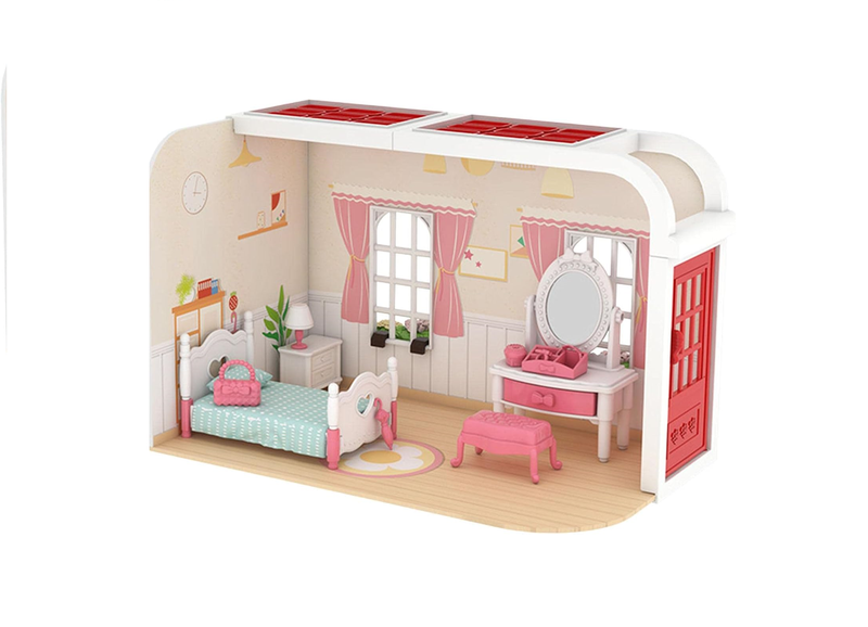 DIY Miniature Cute Bedroom Scene Dollhouse Pretend Toy Set