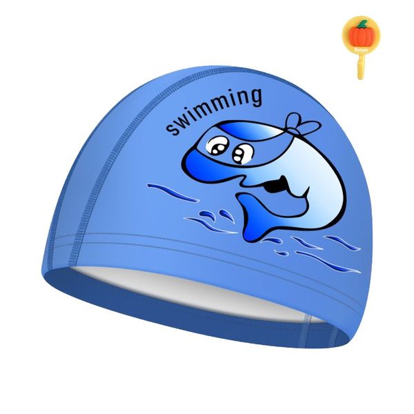 PU Coating Waterproof Swimming Cap, Children Cartoon Swimming Hat Durable