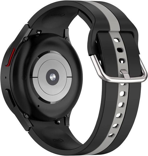 Two-Tone Strap Compatible with Samsung Galaxy Watch 4/5/6/7/7FE - Black &amp; Grey