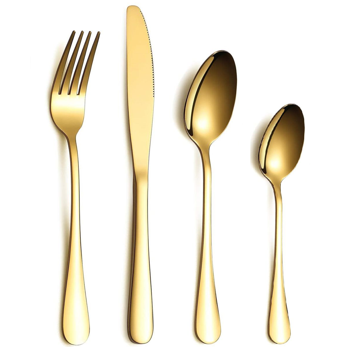 96 Pieces Gold Cutlery Set 24 Knives,24 Forks,24 Spoons,24 Teaspoons