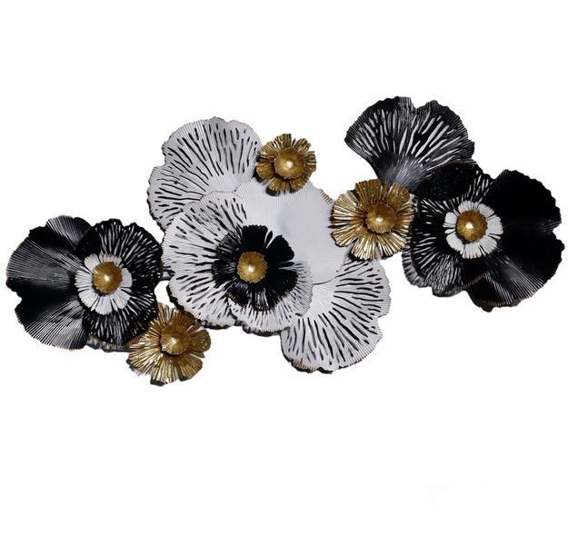 Black &amp; White Metal Floral Wall Art