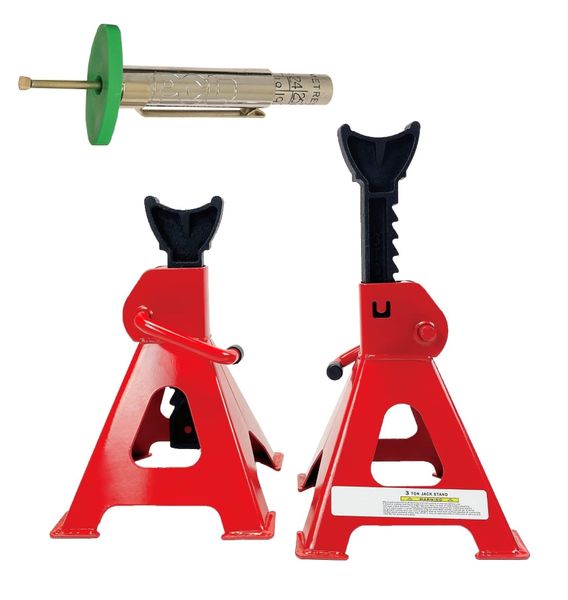 TORIN Jack Stand Trestle Set 3 Ton incl Tyre Tread Depth Gauge