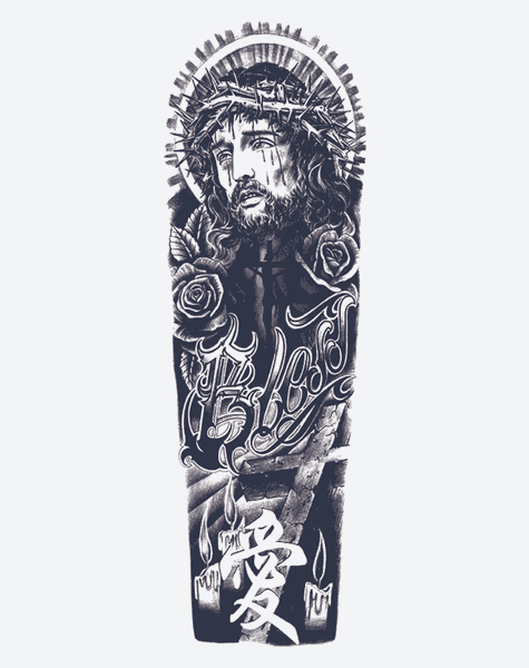 EZINK Jesus Sleeve Temporary Tattoo | Lasts 1-2 Weeks