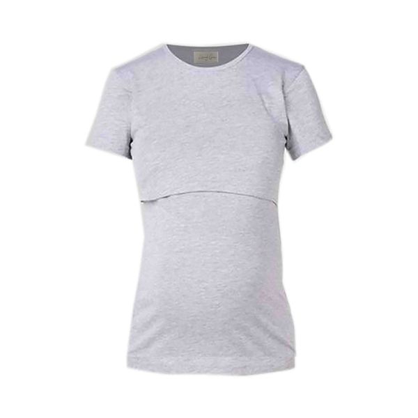 Hannah Grace Maternity Grey Melange Summer Breastfeeding Top /Hidden Panels