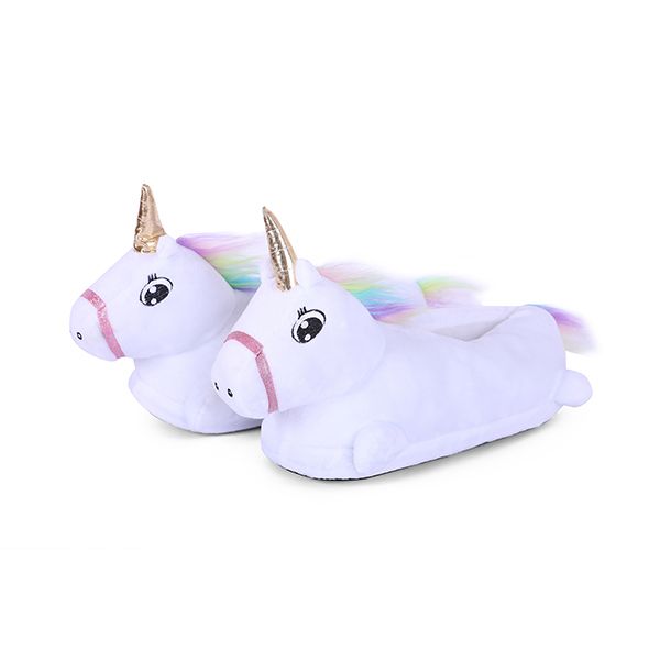Kids Fluffy Unicorn Slippers | White