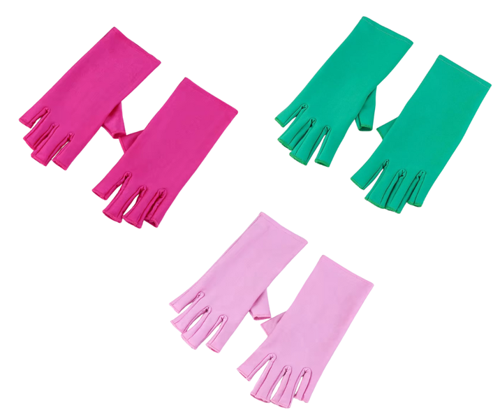 3-Pairs UV-Blocking Gel Nail Gloves - Fingerless Lamp &amp; Sun Protection
