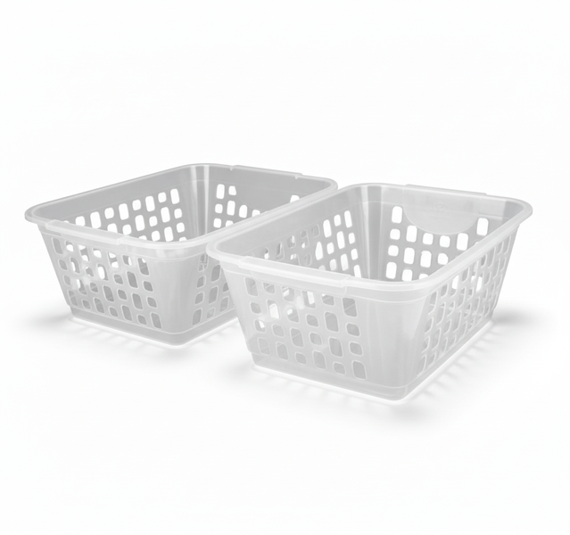 Basket Pl Natural 37 x 26 x 15cm - 2 Pack