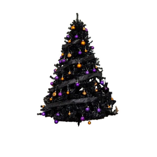 Irish Fair Black Christmas Tree With LED Lights And Decor