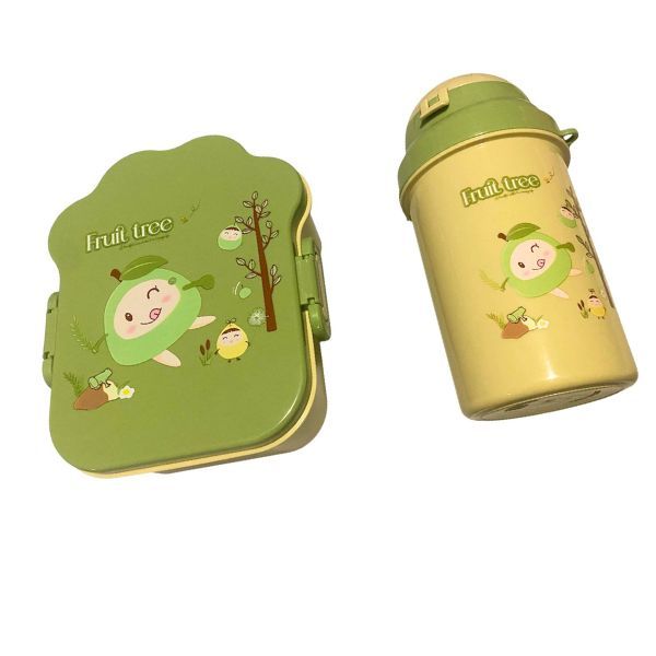 Fruitree Adorable Lunch Box and Juice Bottle Set - Includes Fork, Straw and Strap