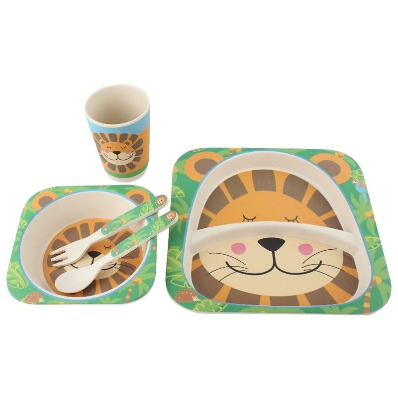 5 Pieces Kids Bamboo Lion Design Tableware Set | Shop Today. Get it ...