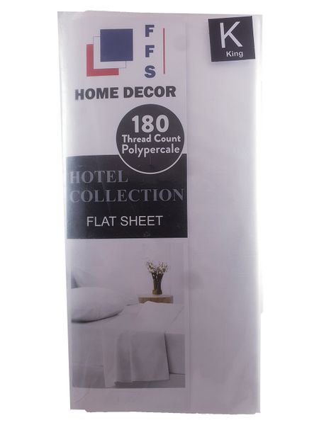 180 Thread Count Polypercale Flat Sheet - King - White