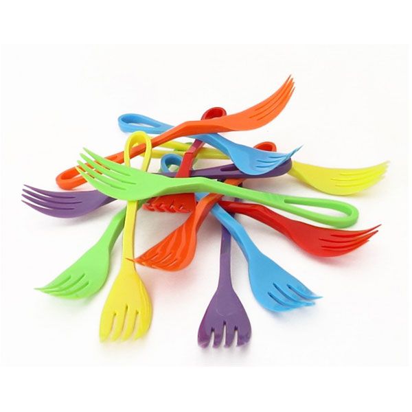 KNORK 12 Piece Plastic Outdoor Forks - Mixed Colours