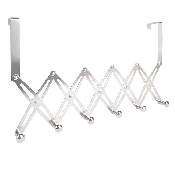 6-Hook Flexible Back Door Hanger Hooks Rack for Bathroom Kitchen