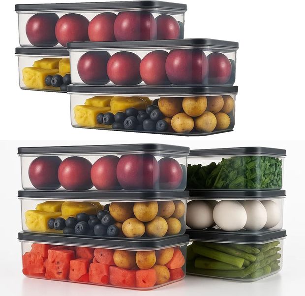 Sulfar Air Tight Plastic Fridge Storage Containers Set for Kitchen (1200ML)