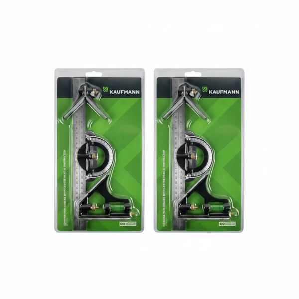 Kaufmann 300mm Square Combi Center &amp; Angle Ruler for Precise - 2 Pack