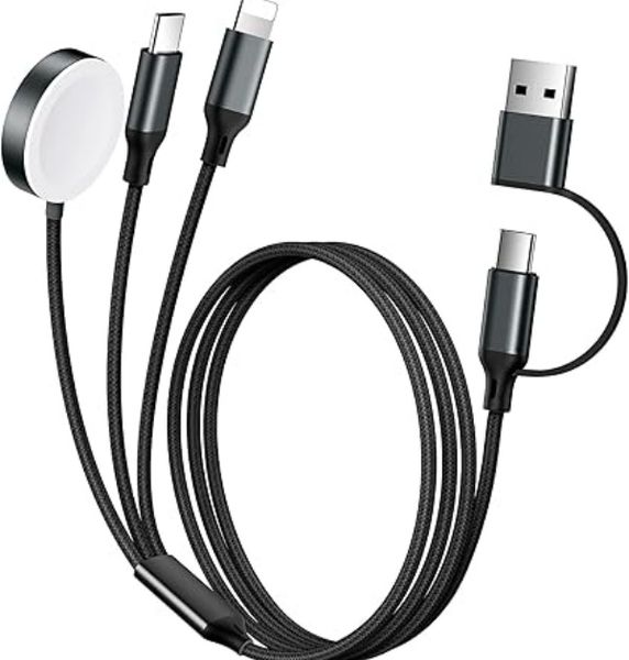 4FT 3-in-2 USB-C Cable Compatible With Apple Watch Charger / iPhone Charger