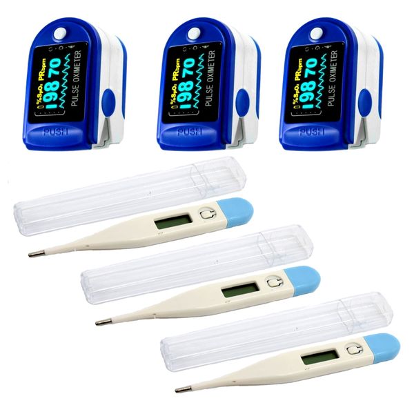 3 x Oximeter-Fingertip Bluetooth Oximeter &amp; 3 x Digital Thermometer