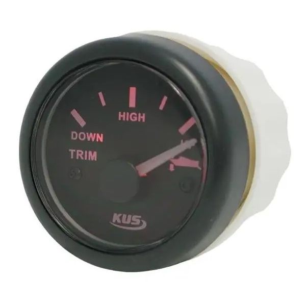 KUS 52mm Trim Gauge for Boats - Black with Red Backlight