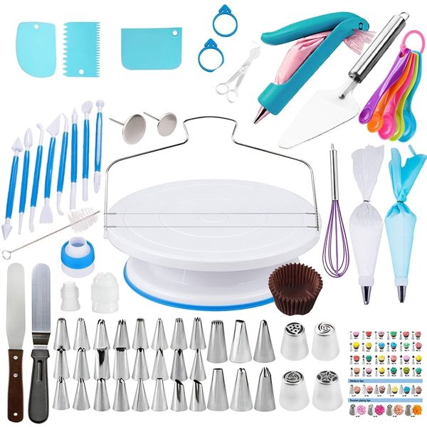 207-Piece Baking Set with Turntable and Baking Tray