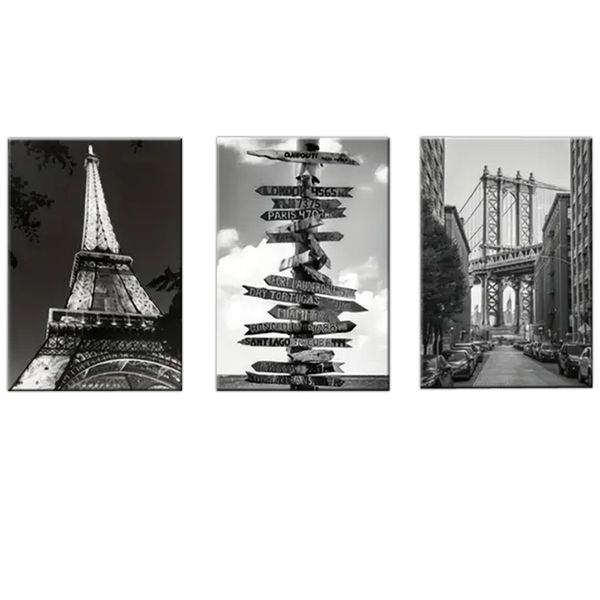 Canvas-Art-3 Pieces Paris London City Landscape Wall Art
