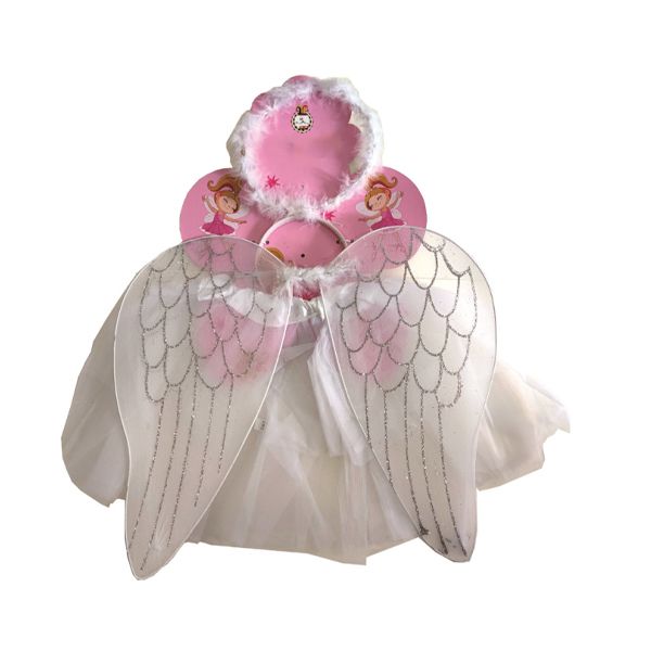 White Silver Glitter Angel Wings - 3 Piece