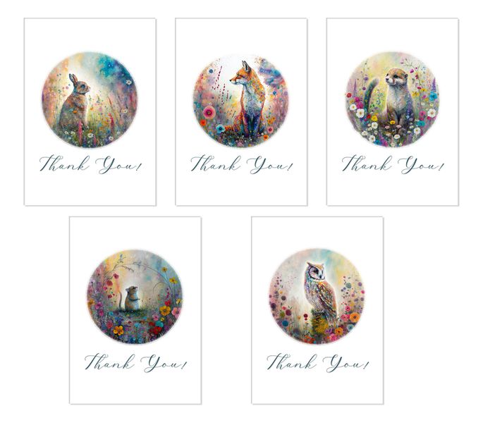 Thank You Cards - Watercolour - Nature in a bubble
